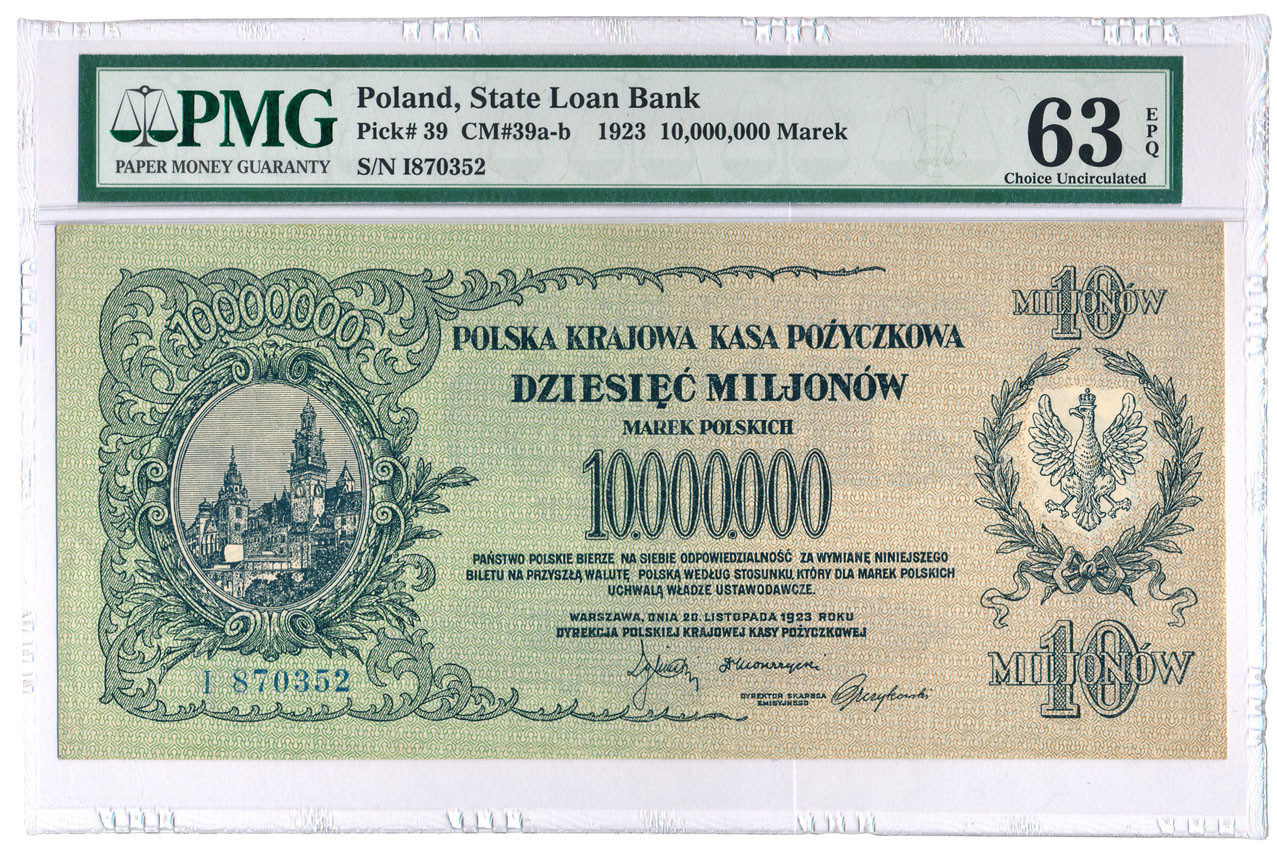10 milionów marek polskich 1923 seria I PMG 63 EPQ